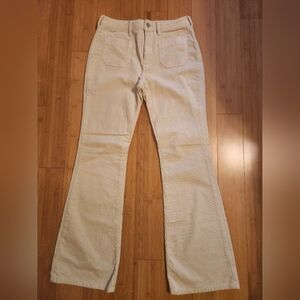 Anthropologie Pilcro Trouser Bootcut Corduroy Pants Size 28 Cream/Beige/Ivory